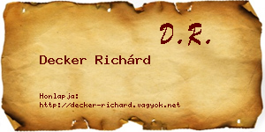 Decker Richárd névjegykártya